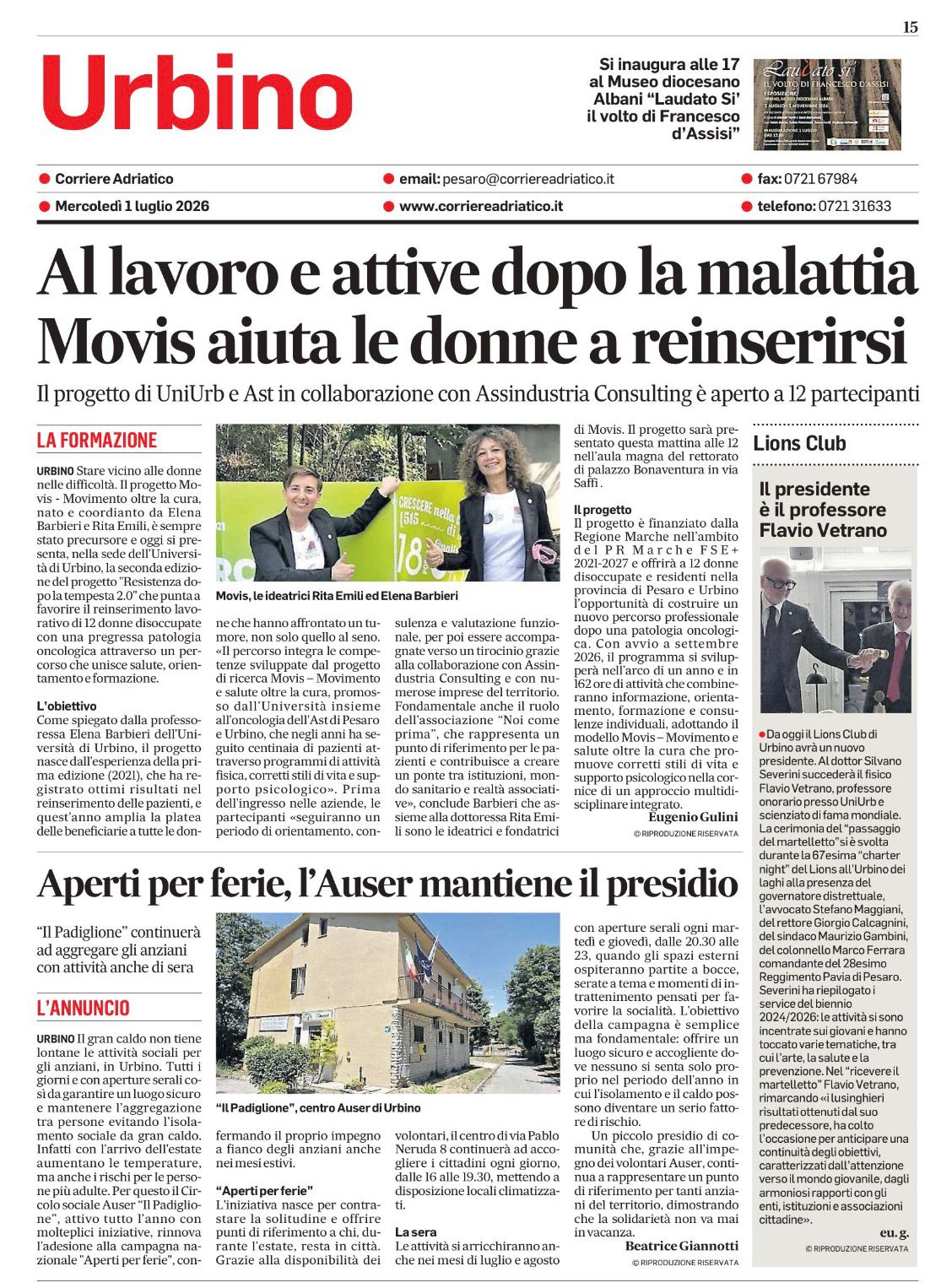 Progetto “rESISTENZA DOPO LA TEMPESTA 2”: movimento, salute e lavoro per il reinserimento sociale e professionale delle donne con pregressa patologia tumorale